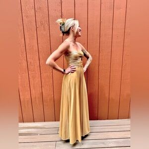 Strapless Metallic Gold Gown